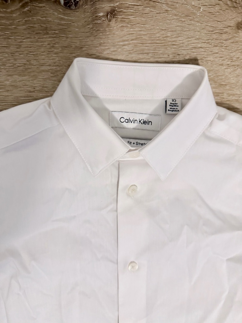 Calvin Klein Boys White Slim Fit Stretch Dress Shirt